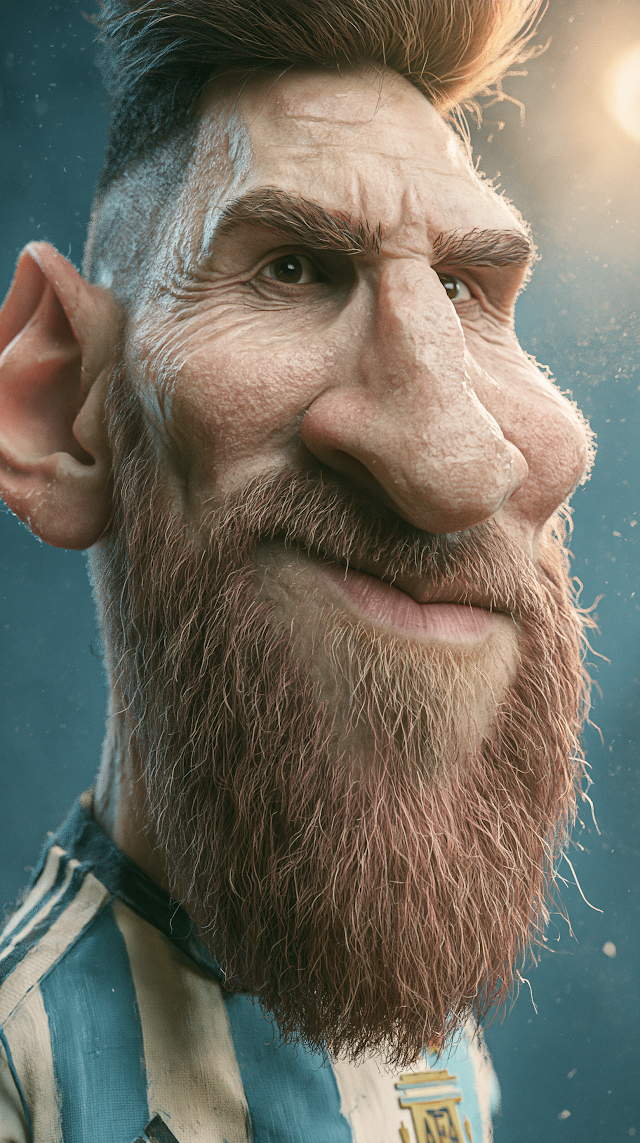 Hyperrealistic Caricature of a Soccer Legend