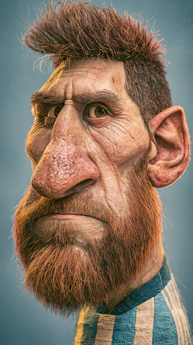 Hyperrealistic Caricature of a Soccer Legend