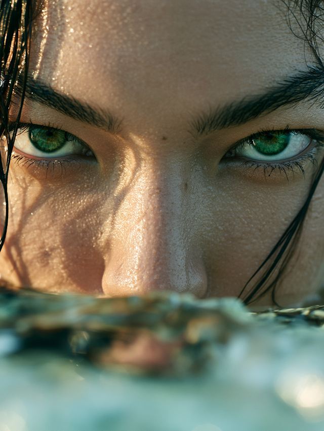 Intense Green Eyes of Emerging Beauty