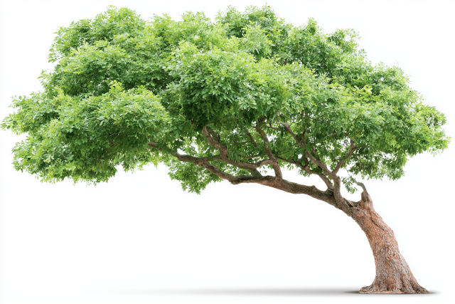 Isolated Mature Green Tree on White Background