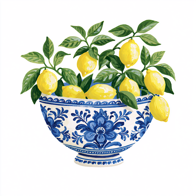 Italian Majolica Lemon Bowl Illustration