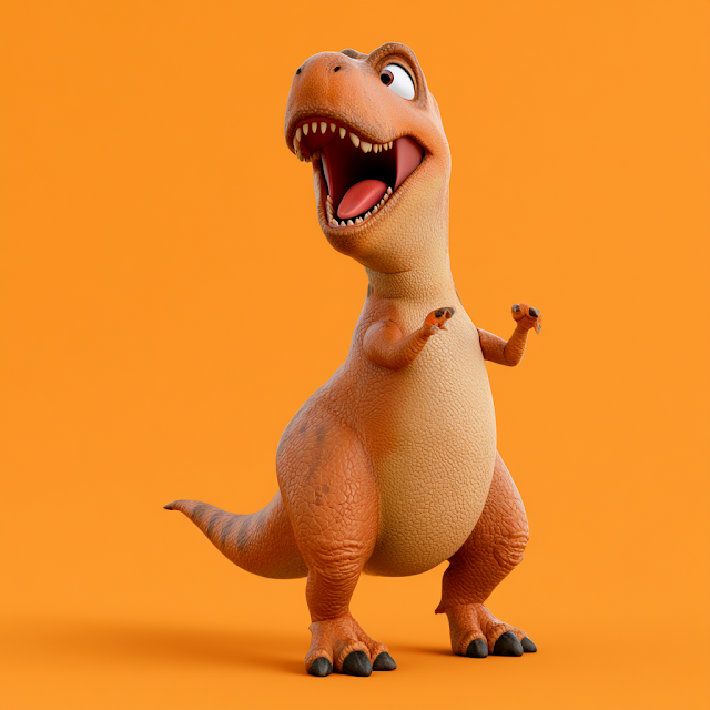 Joyful 3D Cartoon Tyrannosaurus Rex