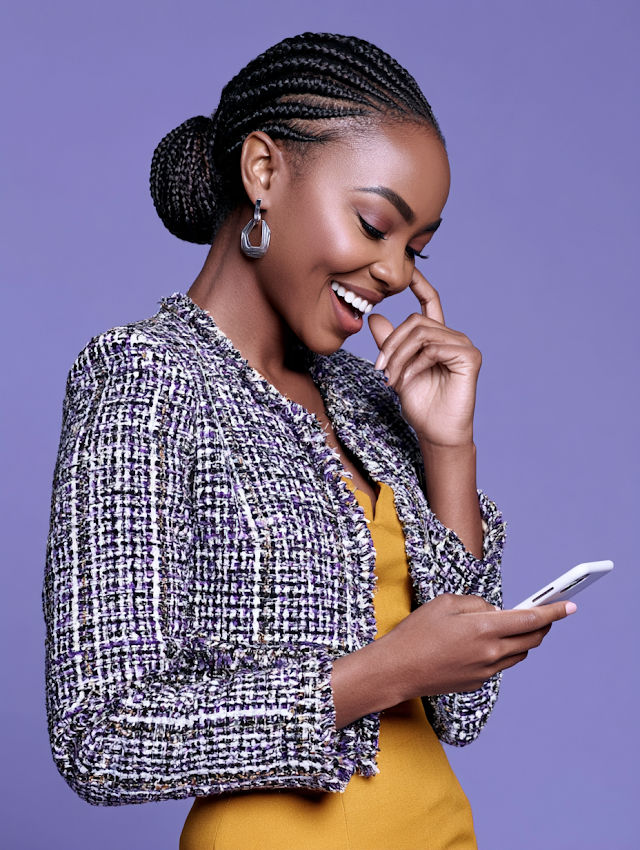 Joyful Young Black Woman in Stylish Fashion Portrait