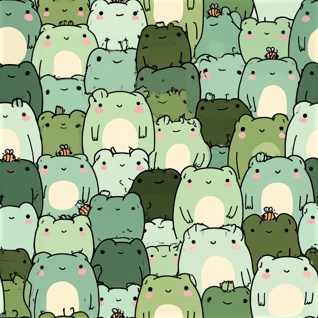 Kawaii Cartoon Frog Pattern