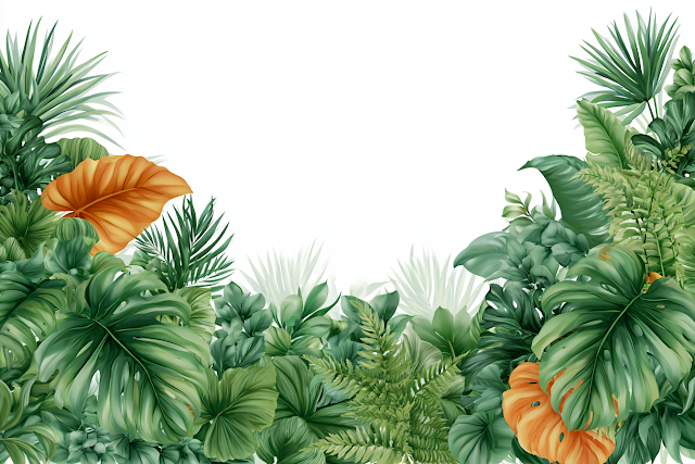 Lush Tropical Jungle Foliage Border