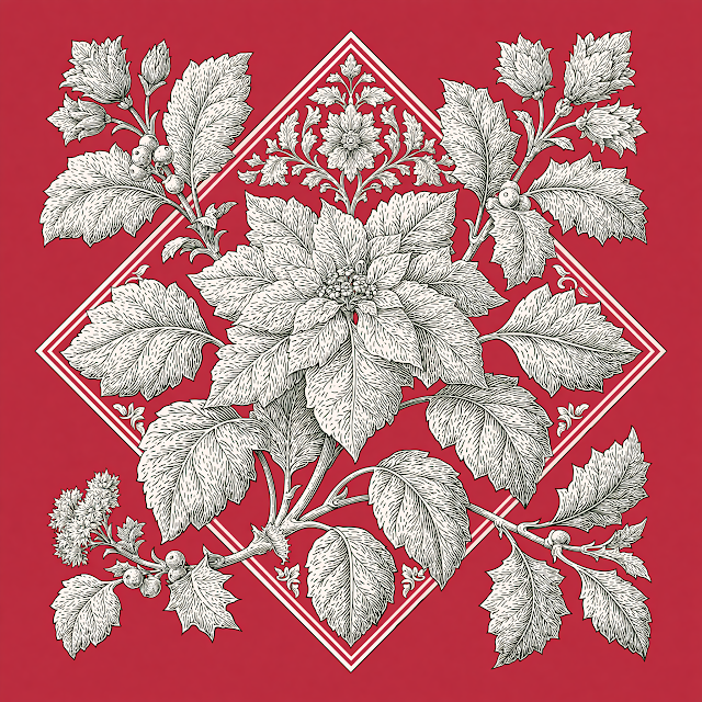 Luxurious Art Deco Christmas Floral Element