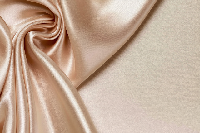 Luxurious Champagne Beige Silk Satin Fabric Close-Up