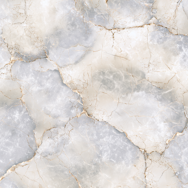 Luxurious Ivory Marble Slab with Gray Veins and Gold Cracks