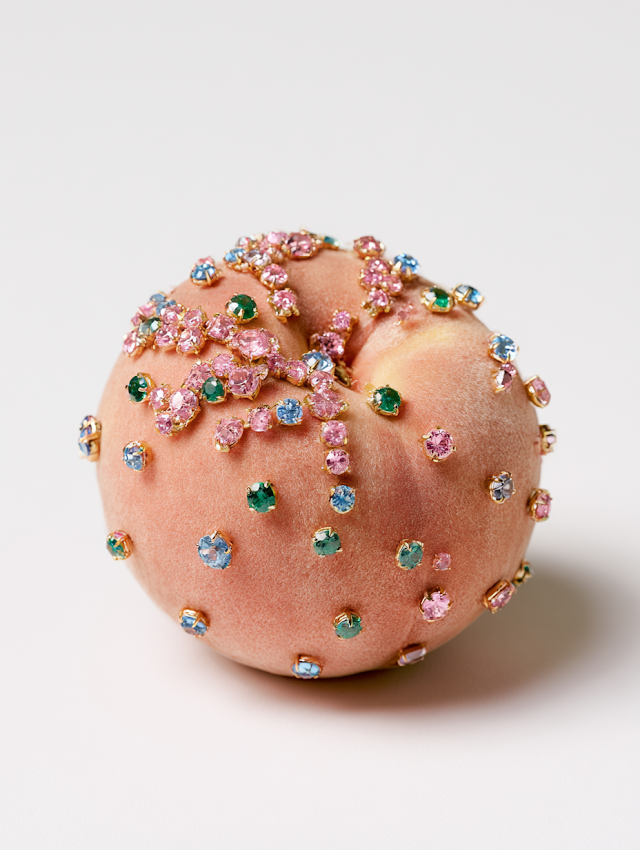 Luxury Peach Adorned with Gemstones