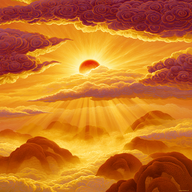Majestic Sunrise Over Golden Mountains