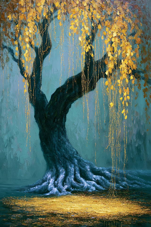 Majestic Tree of Life in Shimmering Gold