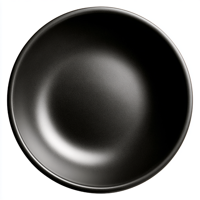 Matte Black Ceramic Bowl on White Background