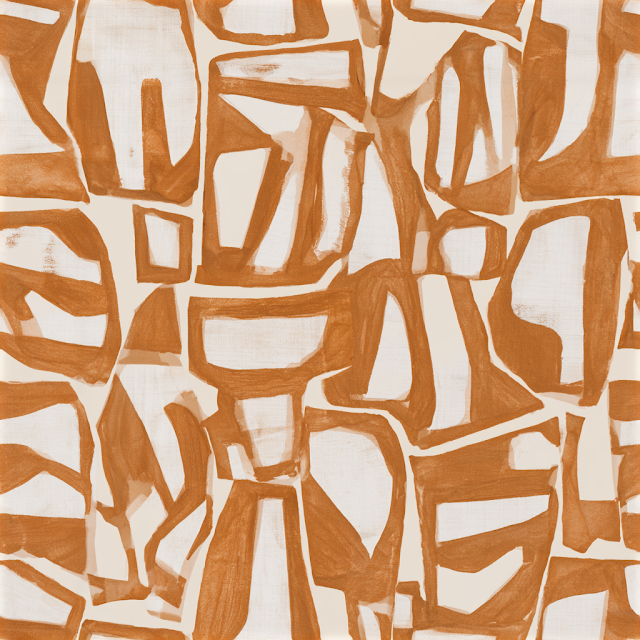 Mid-Century Modern Geometric Pattern in Warm Terracotta