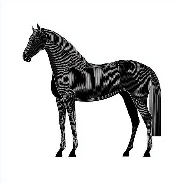 Minimal Black and White Horse Illustration