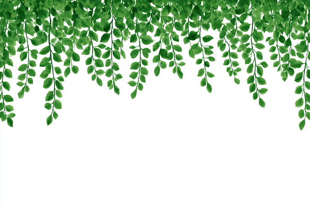 Minimal Botanical Border with Green Leafy Branches