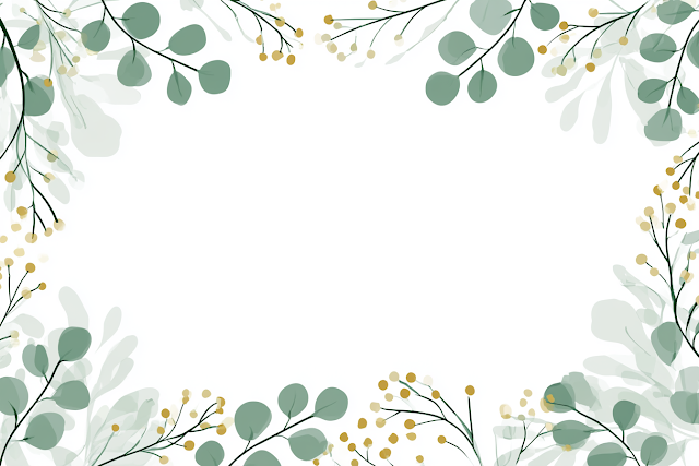 Minimal Botanical Frame with Eucalyptus and Golden Berries