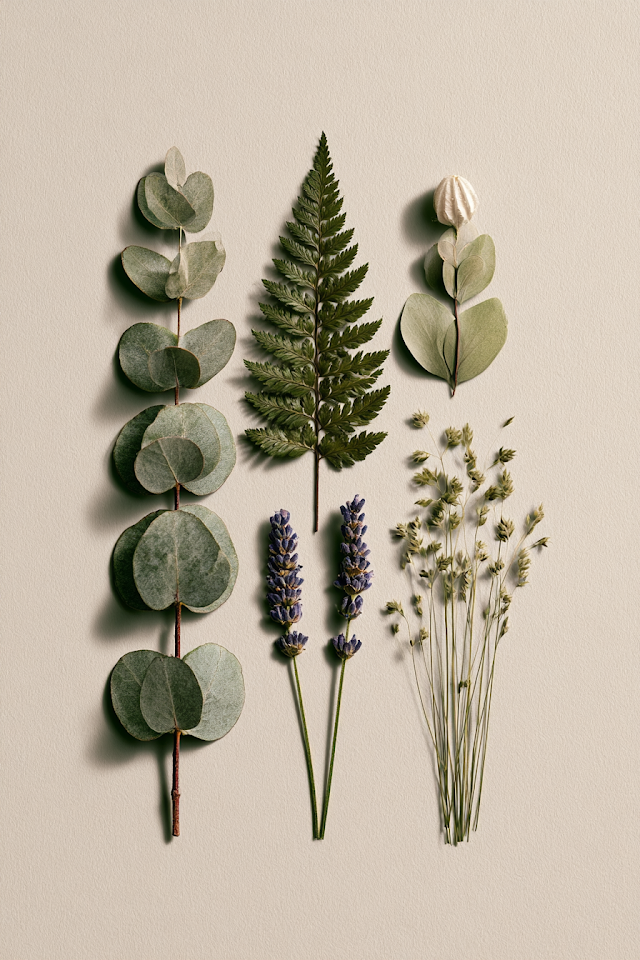 Minimal Modern Herbarium Poster with Botanical Specimens