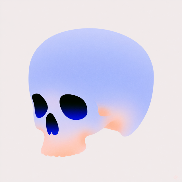 Minimalist 3D Watercolor Halloween Skull