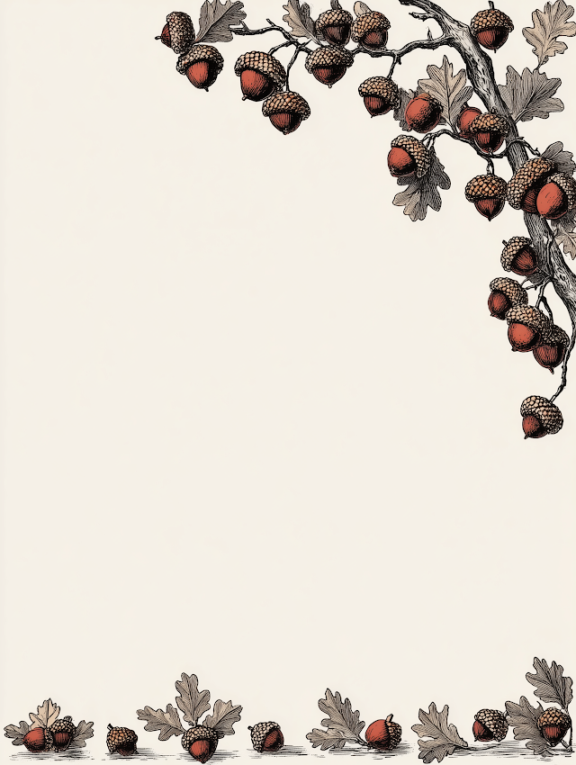 Minimalist Acorn and Twig Border Design