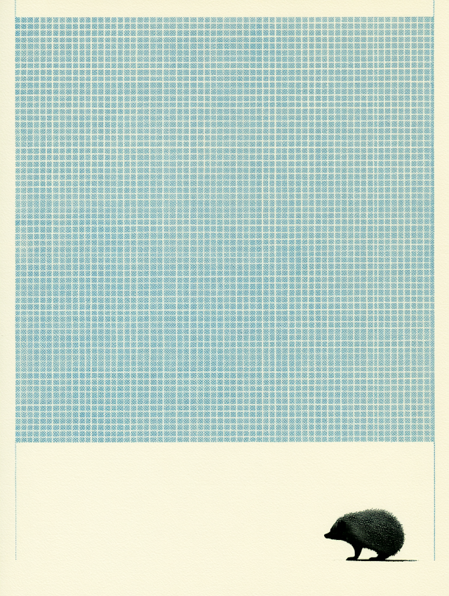 Minimalist British Zine Cover with Hedgehog Silhouette
