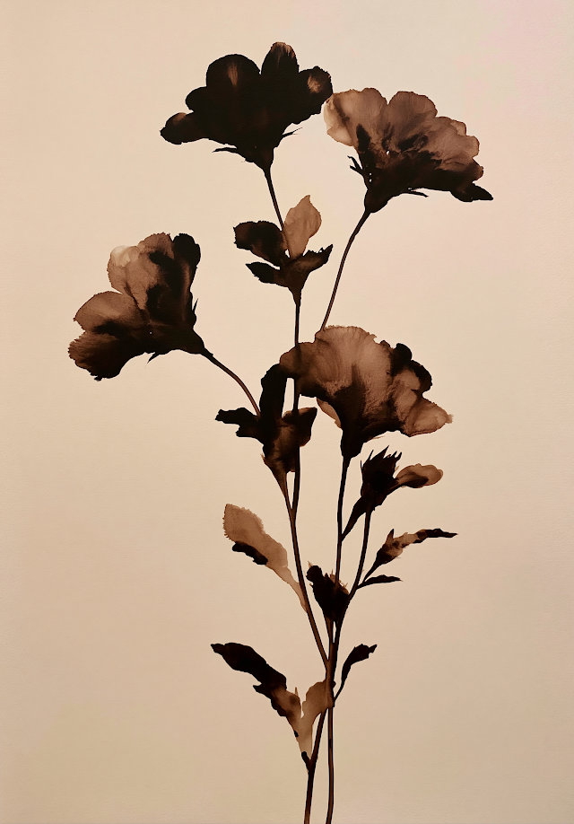 Minimalist Floral Silhouettes on Beige