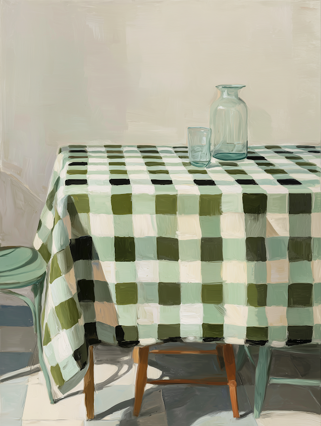 Minimalist Green Checkered Table