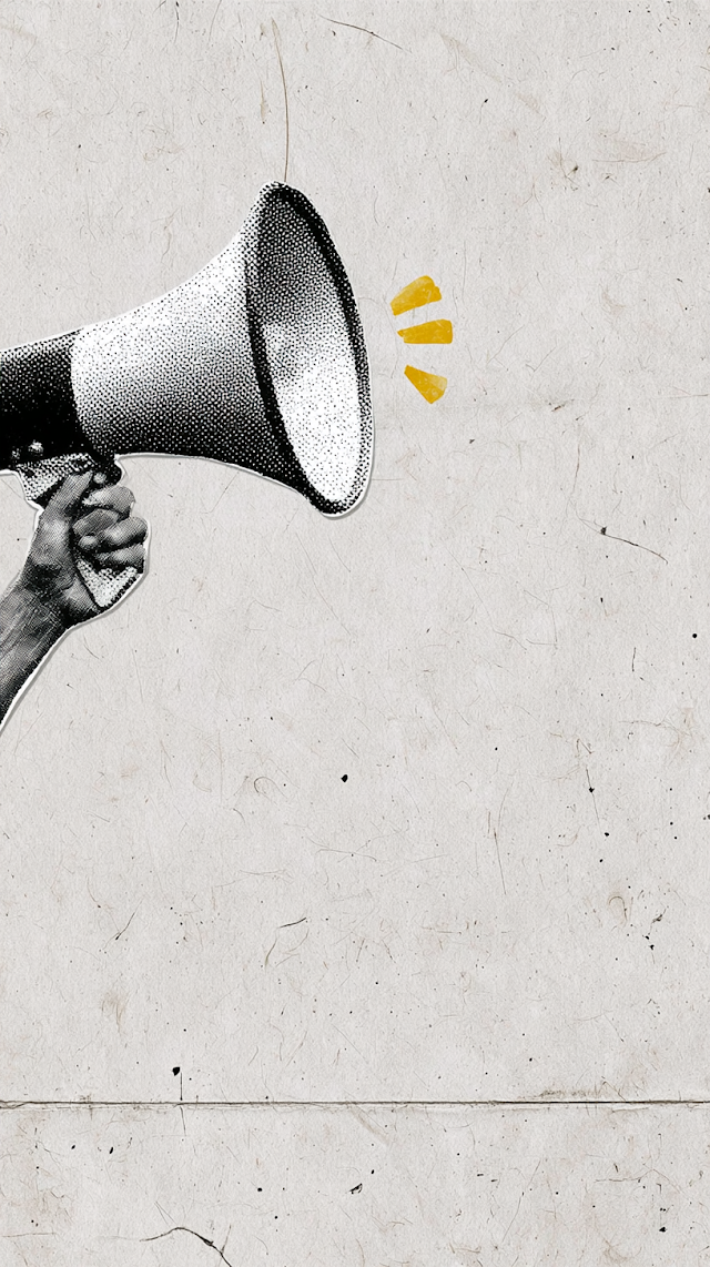 Minimalist Hand with Megaphone Collage