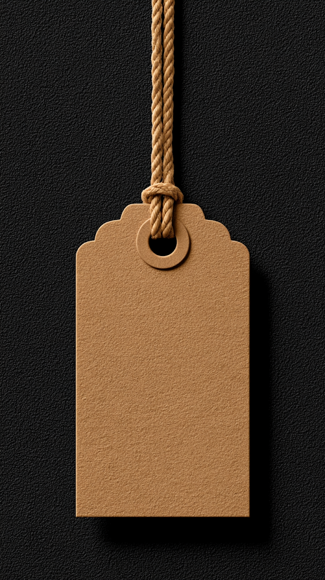 Minimalist Kraft Paper Hang Tag on Black Background
