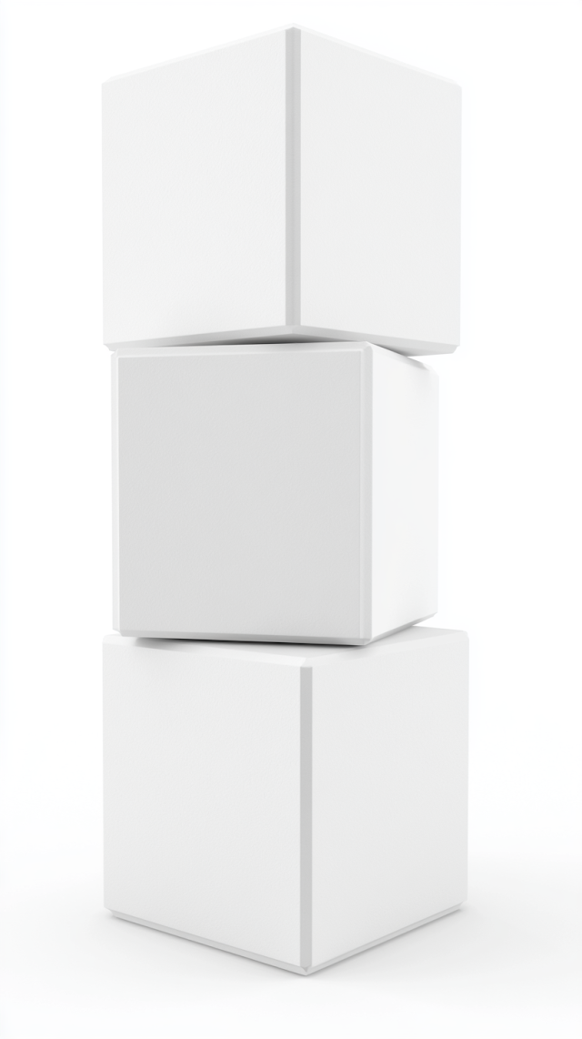 Minimalist Stacked White Cubes on White Background