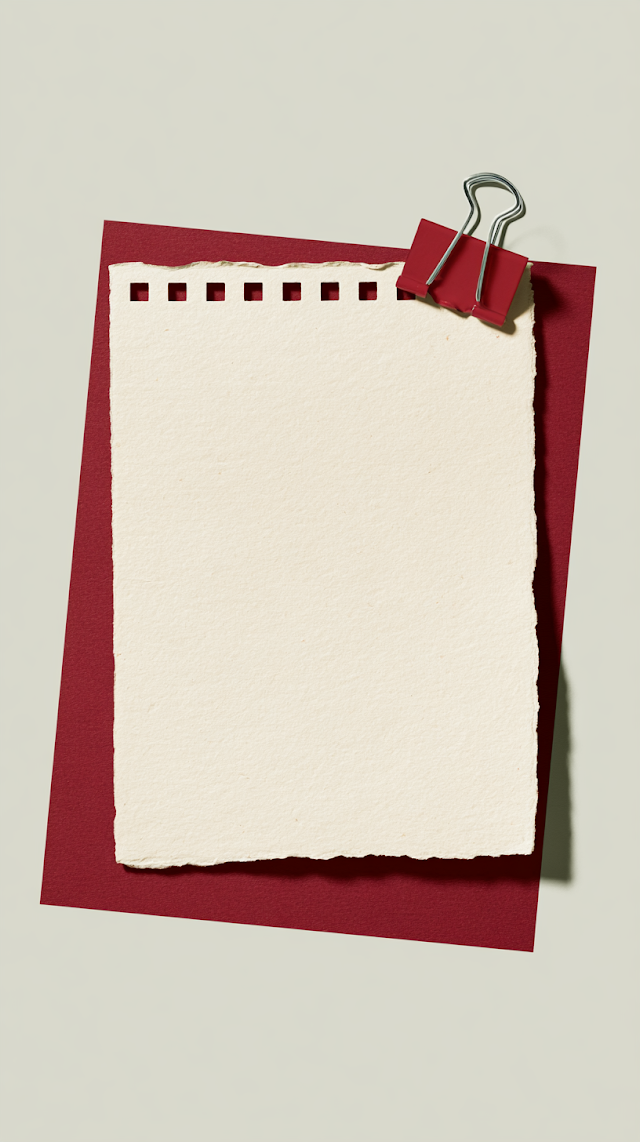 Minimalist Still Life with Torn Notebook Page and Red Clip