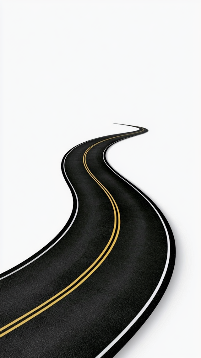 Minimalist Winding Asphalt Road
