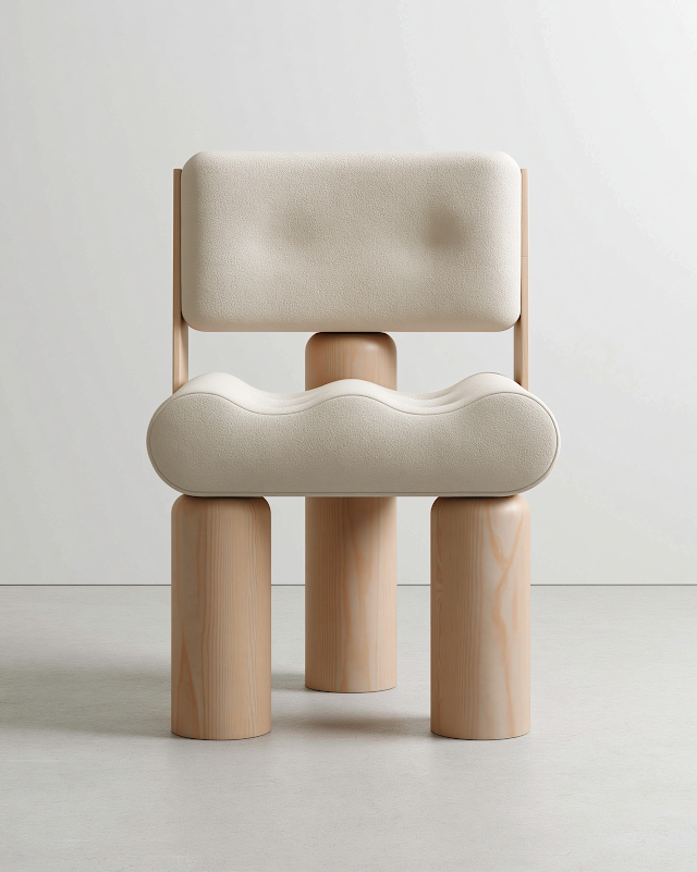 Minimalist Wood Frame Chair in Industrial Design