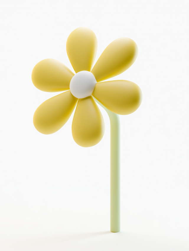 Minimalist Yellow Flower 3D Render