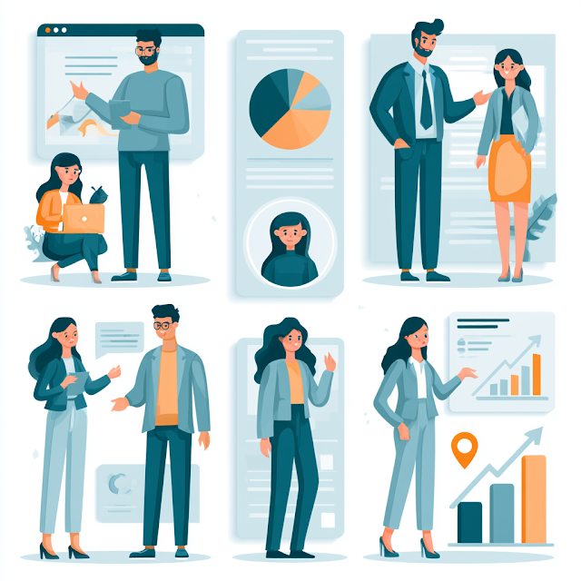 Modern Business Analysis Illustration Set