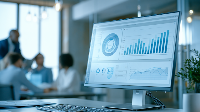 Modern Business Analytics Dashboard in Collaborative Office