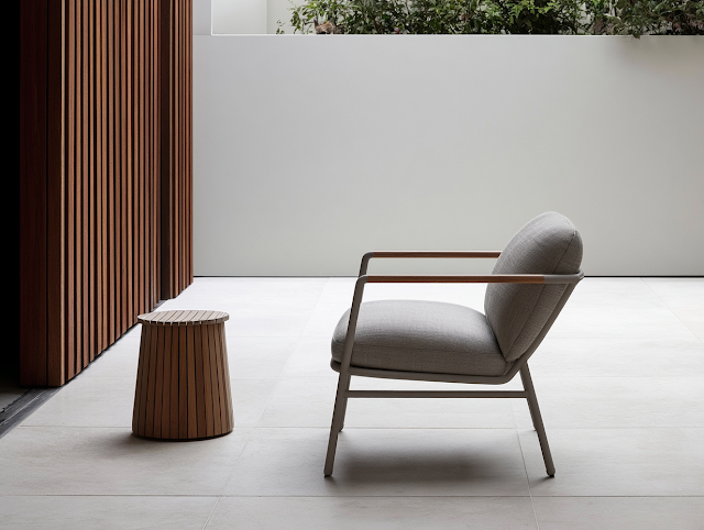 Modern Outdoor Chair and Side Table in Minimalist Setting