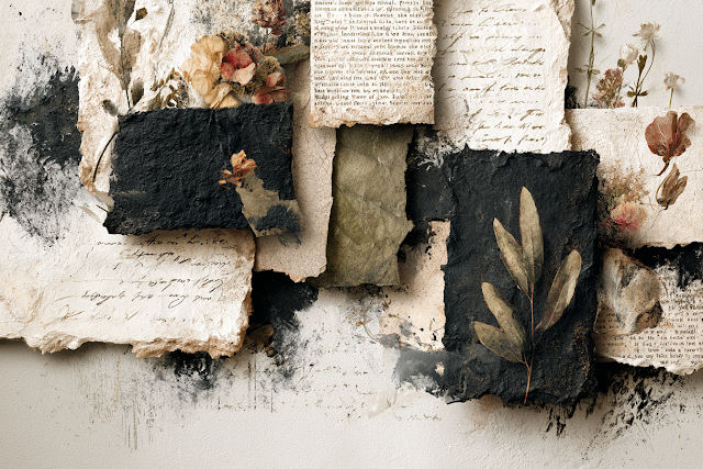Moody Botanical Collage Background