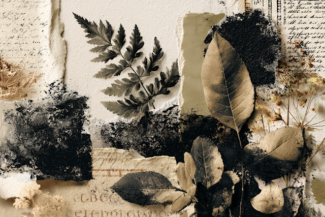 Moody Botanical Collage Background