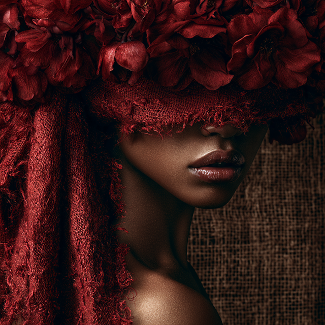 Mysterious Beauty: Portrait of a Black Woman with Floral Headwrap