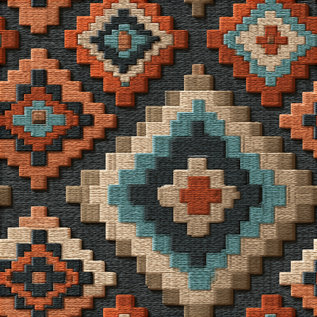 Navajo Inspired Geometric Textile Pattern