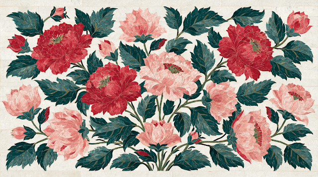 Ornate Pichwai Floral Motif with Lotus and Vine Design