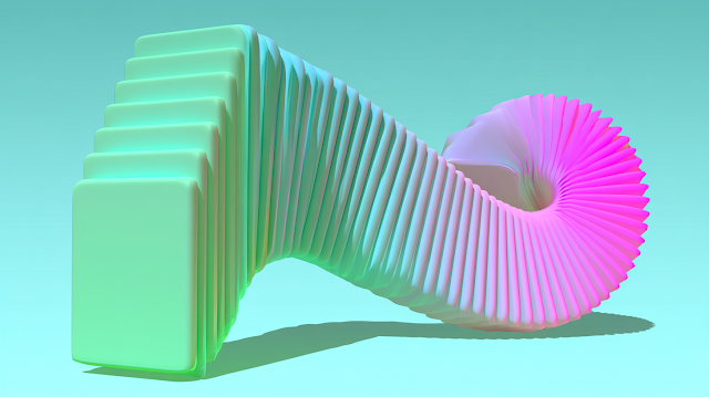 Pastel Gradient 3D Sculptural Ribbon