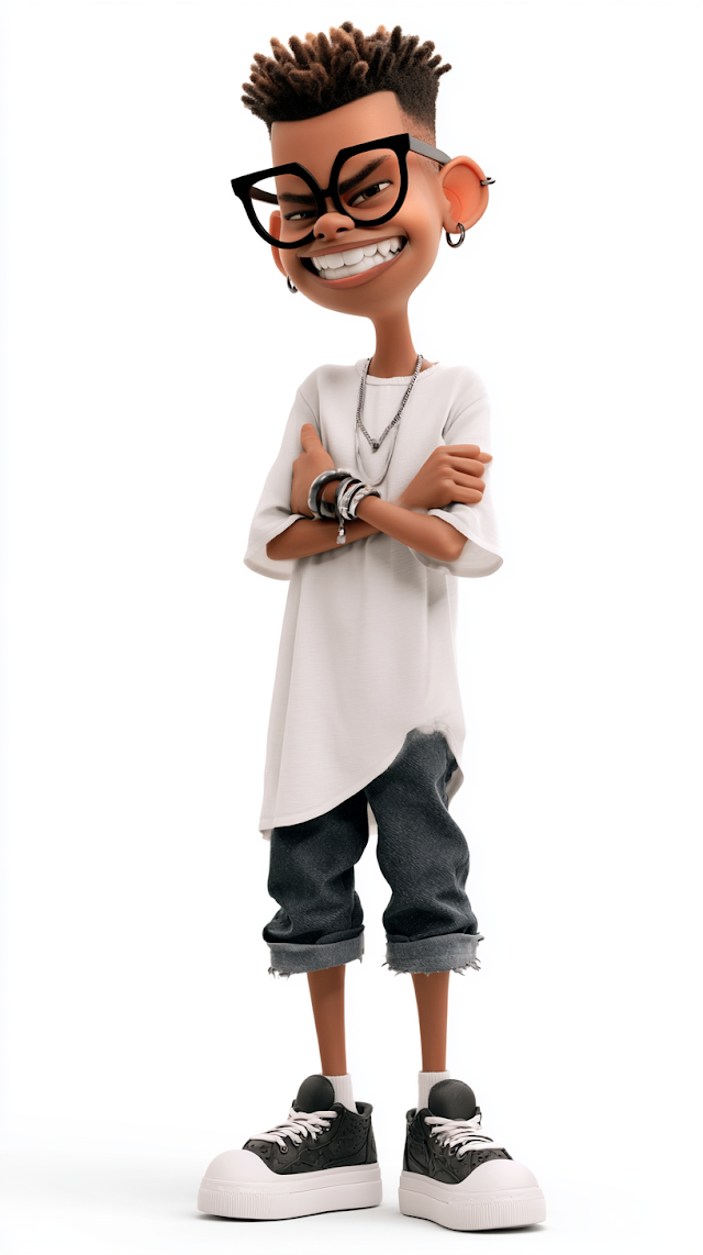Playful Black Boy in Urban Wear