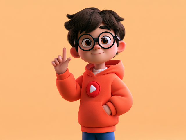 Playful Boy Pressing Play Button