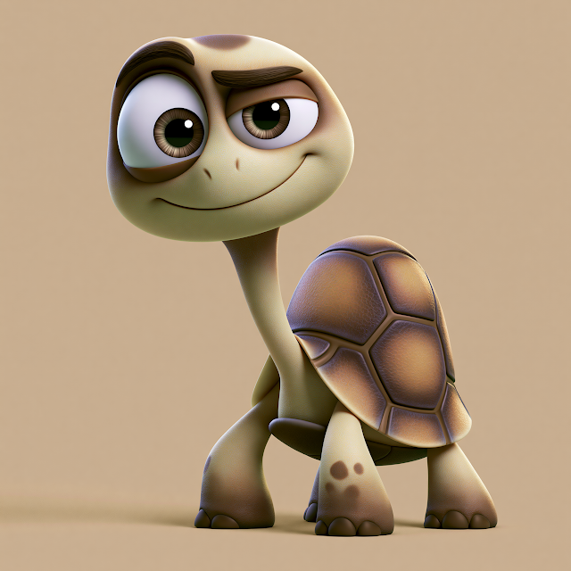 Playful Cartoon Tortoise Character