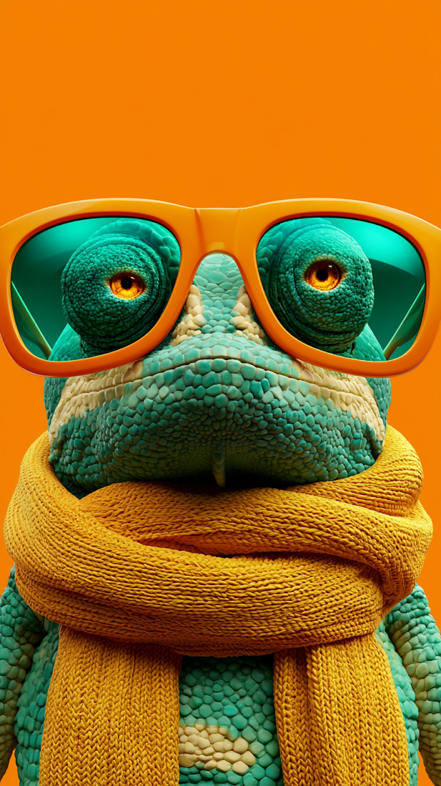 Playful Chameleon in Whimsical Fashion
