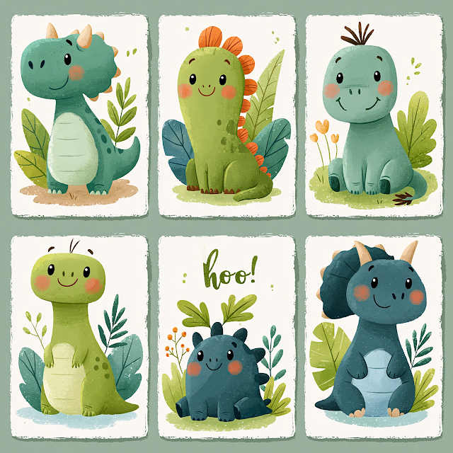 Playful Dinosaur Illustrations for Kids