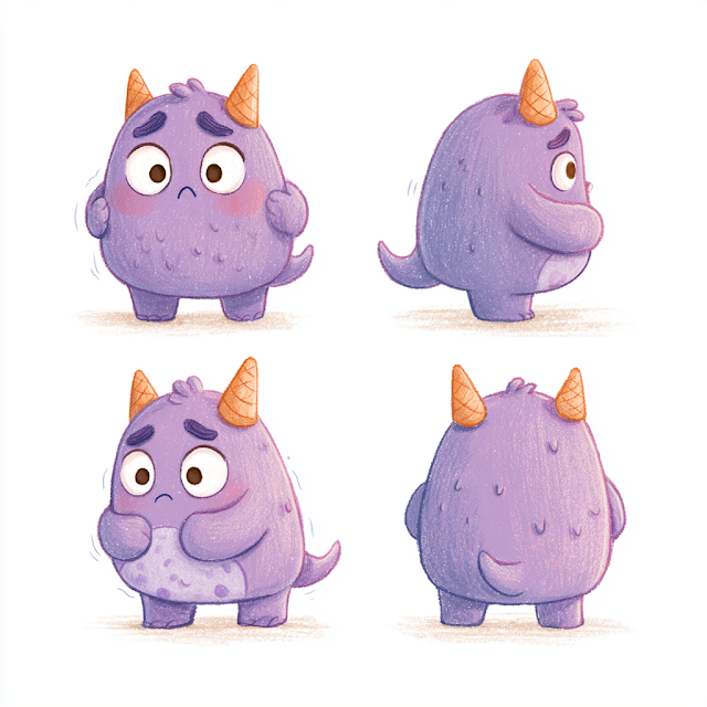 Playful Purple Ice Cream Monster for Kids