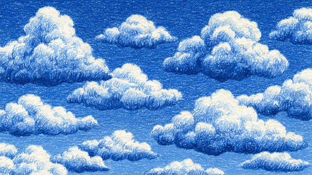 Playful Sky with Fluffy Clouds