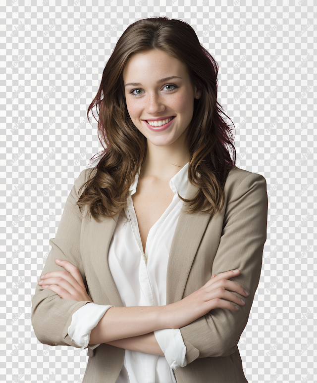 PNG Confident Young Woman in Professional Attire